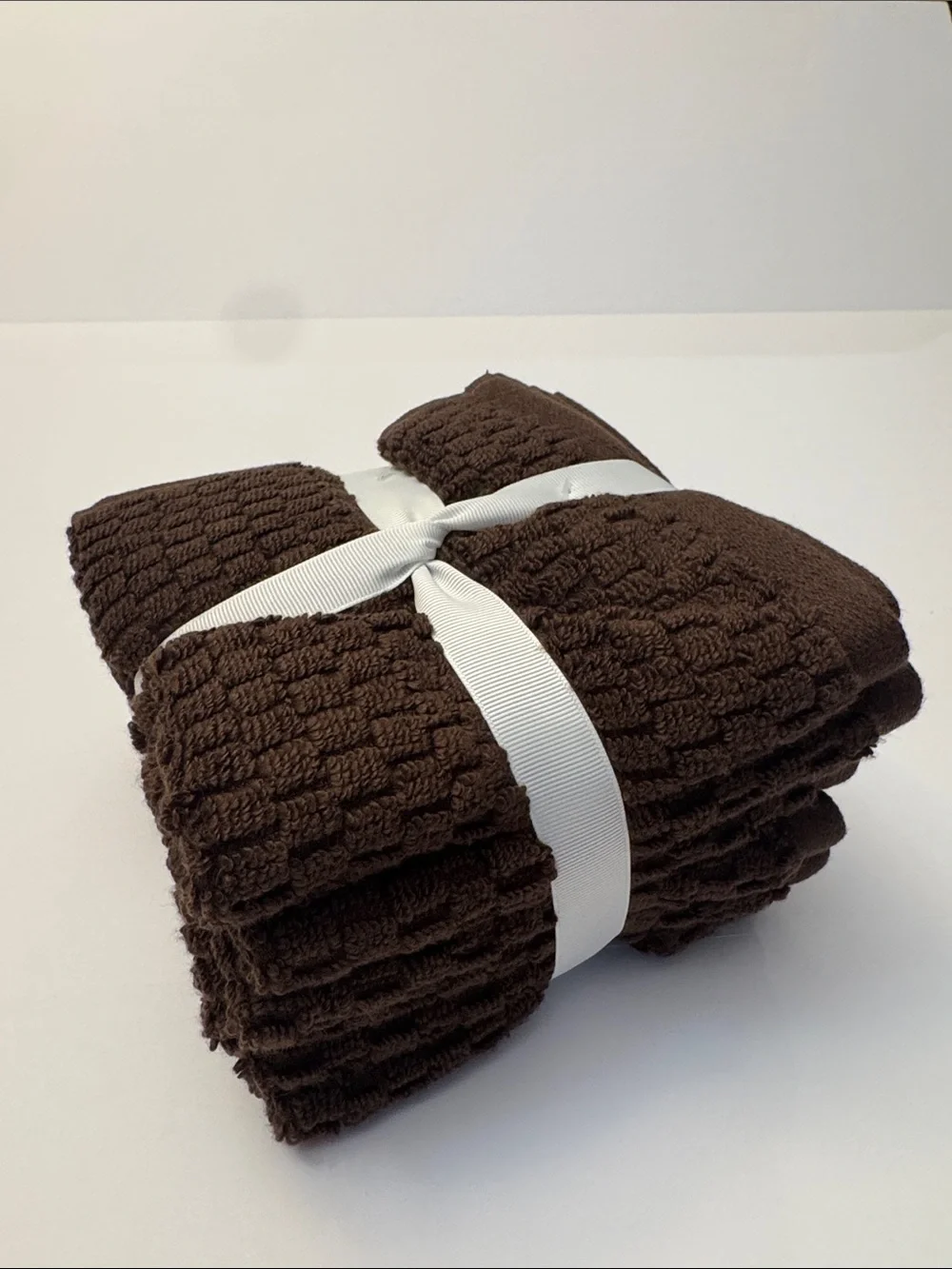 6pc TRULY LOU 100% Cotton Quick Dry Bath Washcloth Towel Set - HOT FUDGE (Brown)